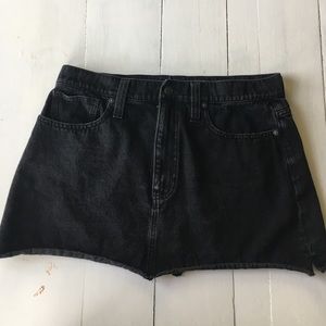 Madewell black denim mini cutoff skirt 12